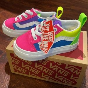 Toddler multicolor vans! NEVER worn.
